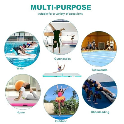 FBSPORT Inflatable Air Gymnastics Mat Training Mats 4/8 inches Thickness Gymnastics Tracks for Home Use/Training/Cheerleading/Yoga/Water with Pump