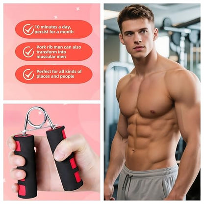 Grip Strengthener Set - 2 Soft Foam Hand Exercisers for Arthritis Relief, Carpal Tunnel & Strength Training | Portable Hand Grip for Men/Women, Home/Office/Travel | Rehab, Tendonitis, Stress Relief - color: red-black