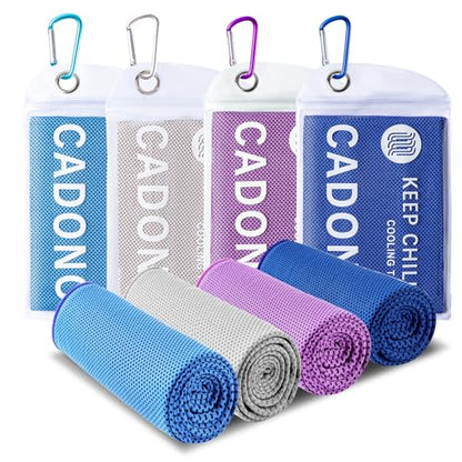 4 Pack Cooling Towel (40"x12"), Soft Breathable Chilly Towel, Ice Towel - color: Light Blue/Grey/Purple/Deep Blue