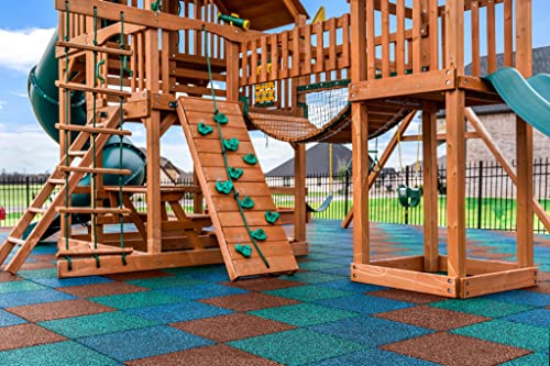 Elevate Rubber Playground Tiles - 1" Thick High Density Interlocking Shock Absorbent Safety Tile for Playgrounds, and Exercise Equipment - 20" X 20" (1 Tile - 2.7 Sq. Ft. - Brown)