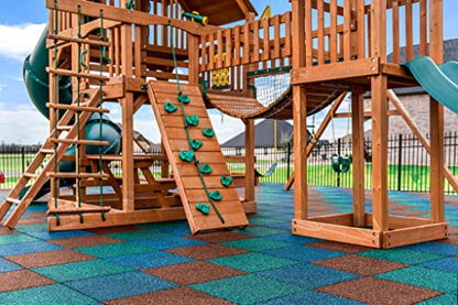 Elevate Rubber Playground Tiles - 1" Thick High Density Interlocking Shock Absorbent Safety Tile for Playgrounds, and Exercise Equipment - 20" X 20" (1 Tile - 2.7 Sq. Ft. - Brown)