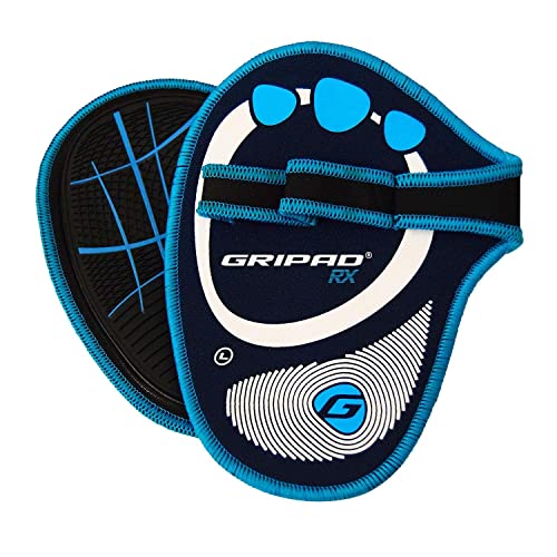Gripad RX Lifting Grips | The Most Durable Grip Pads Yet | The Alternative to Weight Lifting Gloves, Gym Workouts, WOD, Weightlifting | Neoprene Hand Grips | Flexible Rubber Palm - color: Black / Blue