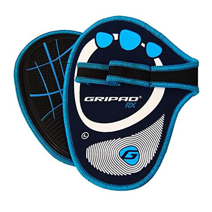 Gripad RX Lifting Grips | The Most Durable Grip Pads Yet | The Alternative to Weight Lifting Gloves, Gym Workouts, WOD, Weightlifting | Neoprene Hand Grips | Flexible Rubber Palm - color: Black / Blue
