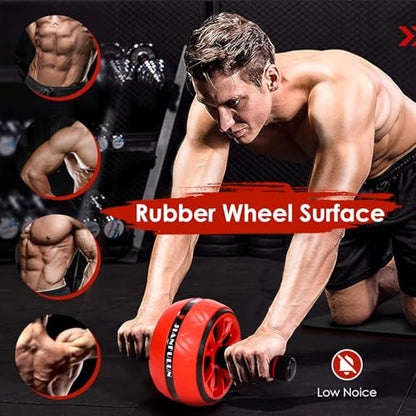 Ab Roller Wheel, Ab Workout Equipment for Abdominal & Core Strength Training, Home Gym Fitness Exercise Wheels for Women Men, with 2 Grip Strength Trainer & Knee Pad Accessories