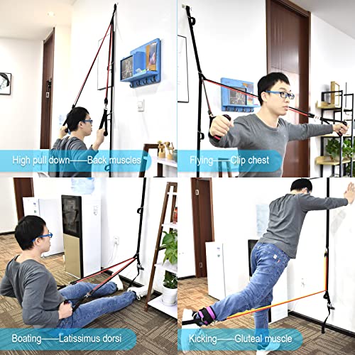 Multi Point Wall Anchor Strap for Resistance Bands Exercises, Door Anchor Strap Loops with 5 Metal D-rings, Wall Anchor Tracks Home Gym Fitness System, Simple & Effective (No Resistance Bands)
