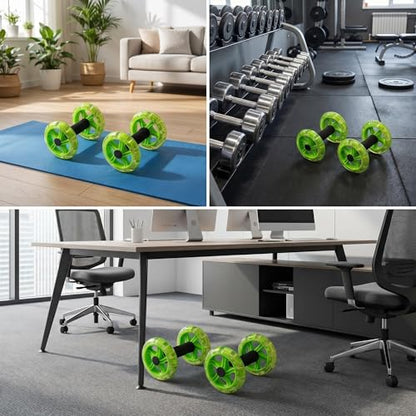 Exercise Roller Ab Exercise Abdominal Roller Wheel Dumbbell, Stable Abdominal Exercise Roller for Abs, Core Strength, Arms & Back, Portable Fitness Trainer for Men & Women