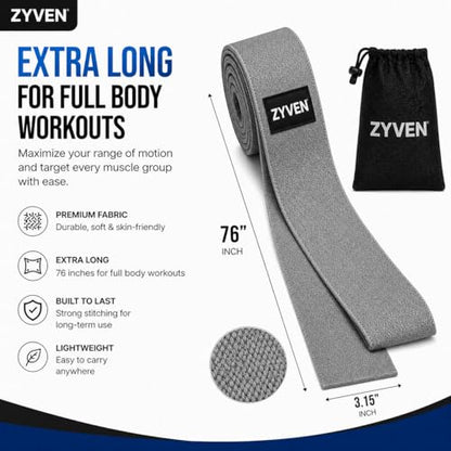 Premium Performance 76" Extended-Length High-Resistance Bands for Ultimate Strength, Mobility, and Plyometric Workouts - color: Gray