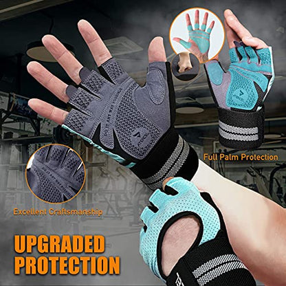 ATERCEL Weight Lifting Gloves Breathable Workout Gloves with Wrist Support for Gym, Exercise, Pull ups, Super Lightweight for Mens and Women, Full Palm Protection