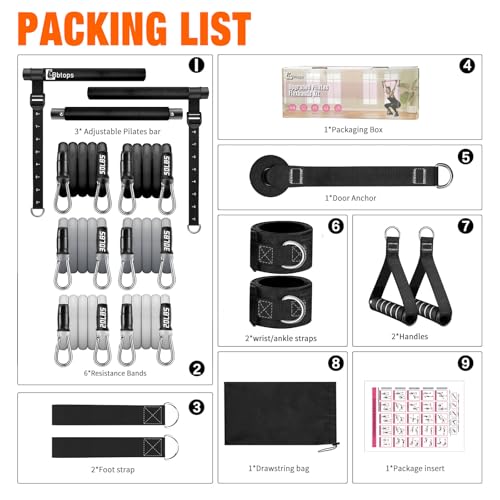 Pilates Bar Kit with Resistance Bands,Pilates Bar with Stackable Bands Workout Equipment for Legs,Hip,Waist and Arm,Exercise Fitness Equipment for Women & Men Home Gym Yoga Pilates - color: Jet Black