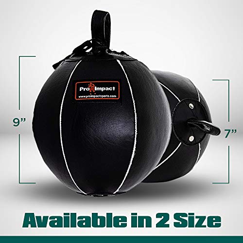 Genuine Leather Double End Boxing Punching Bag - Speed Striking & Dodge Training Ball for MMA, Muay Thai, Boxing, Gym Workout - Includes Cords & Hooks for Easy Setup