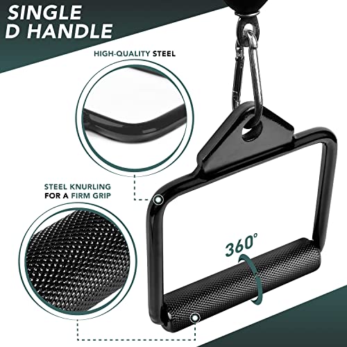 Yes4All Cable Machine Attachment, Double D Handle & Tricep Rope Cable Attachment, Weight Machine Accessories Load 880 LB for Home Gym