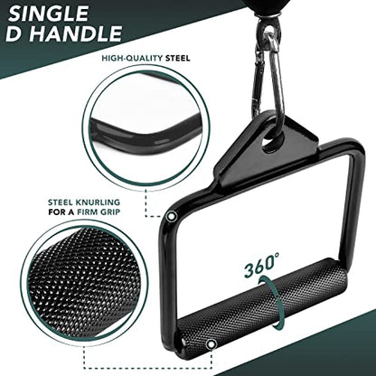 Yes4All Cable Machine Attachment, Double D Handle & Tricep Rope Cable Attachment, Weight Machine Accessories Load 880 LB for Home Gym