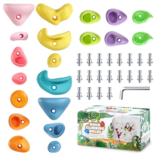 20PC Kids Climbing Holds, Climbing Rocks for Play Set, Swingset - Adult Rock Wall Holds with Mounting Hardware for Indoor Outdoor Climbing Wall, Pastel Color - style: 20 PCS Pastel Color Climbing Holds