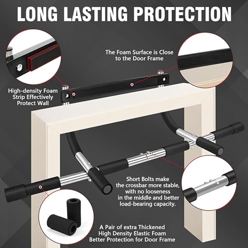 SteelCrush Pull Up Bar for Apartment – No Damage Door Frame Chin Up Bar, No Screws, Fits 27–36" Doorways, Multi-Grip Upper Body Workout Bar, 330 lbs Capacity