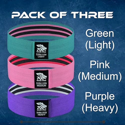 Resistance Bands 3-Pack – Non-Slip Exercise Bands for Legs, Glutes & Hips, Home Workout, Yoga, Pilates, Strength Training, Men & Women - color: Green, Pink, Purple
