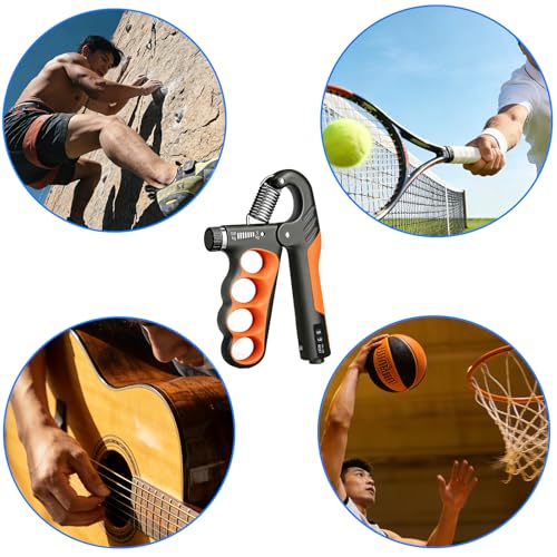 Hand Gripper Strengthener, 11-220LBs Adjustable Resistance Grip Strength Trainer with Counter, Forearm Exerciser for Injury Recovery and Muscle Building