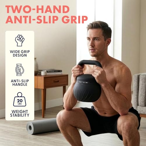 Squatz 20 lb Soft Training Kettlebells for Home Gym, Shock-Absorbing Base, Kettlebell with Extra-Wide Non-Slip Handle, Floor-Safe Design for Strength Workouts and Full Body Conditioning Sessions