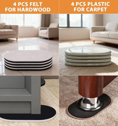 Extra Large Furniture Sliders for Carpet, 9.5 Inch Heavy Duty Reusable Moving Pads for Carpet and Hardwood Floors, Glides to Protect Surfaces and Easy Relocation