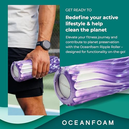 Oceanfoam Ripple Small Foam Roller for Physical Therapy (Purple Marbled) - color: Purple Marbled