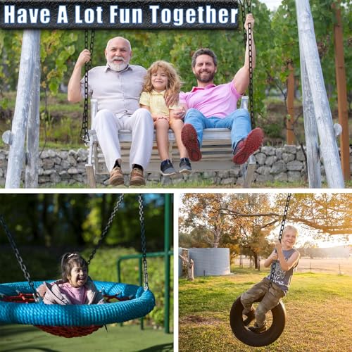 2 Pack Hanging Swing Chain with 4 Carabiners 25in, 660LB Capacity Heavy Duty Hammock Hardware Kit for Punching Bags, Swing Chairs, Indoor & Outdoor Gym (Black)