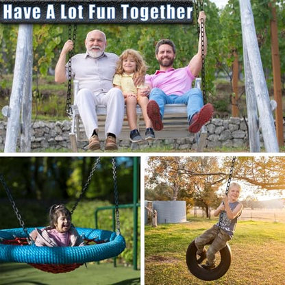 2 Pack Hanging Swing Chain with 4 Carabiners 25in, 660LB Capacity Heavy Duty Hammock Hardware Kit for Punching Bags, Swing Chairs, Indoor & Outdoor Gym (Black)