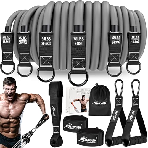 HPYGN Heavy Resistance Bands, 300LBS Exercise Bands for Working Out, Fitness Bands with Handles, Workout Bands for Men, Weight Bands Set for Muscle Training, Strength, Slim, Yoga, Home Gym Equipment - color: Black, style: 300LBS