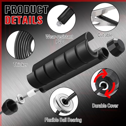 Jump Ropes for Fitness with Ball Bearings Speed Jumping Adjustable Skipping Rope with Foam Handles Exercise Stuffer for Men Women Cardio Training Slim Body