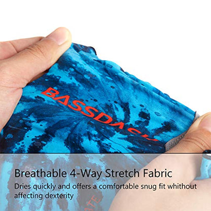 BASSDASH ALTIMATE UPF 50+ Sun Protection Fingerless Fishing Gloves Men - color: Blue Camo, size: Medium