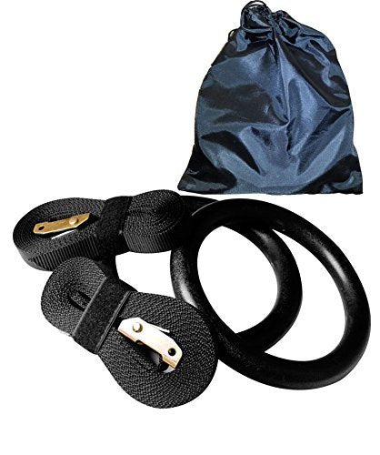 Polycarbonate (Stronger Than ABS) Gym Gymnastic Rings Adjustable Straps Crossfit Strength Training