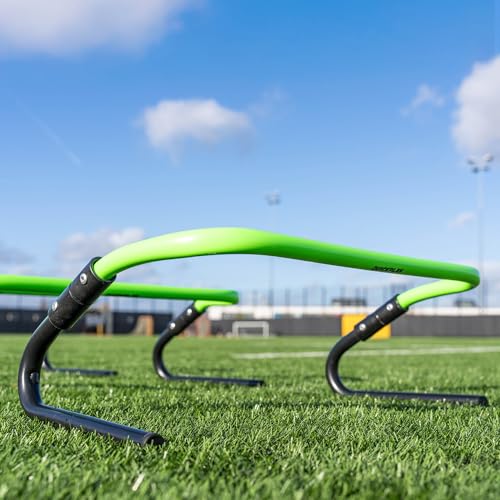 QUICKPLAY Adjustable Speed Hurdles Set of 6 - Soccer Training Hurdles for Agility Drills, 6in 9in 12in Height Settings, Portable Football Agility Hurdles with Carry Bag
