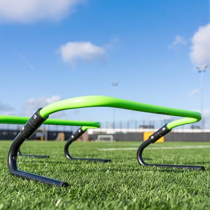 QUICKPLAY Adjustable Speed Hurdles Set of 6 - Soccer Training Hurdles for Agility Drills, 6in 9in 12in Height Settings, Portable Football Agility Hurdles with Carry Bag