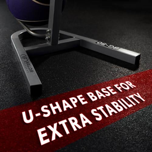 Valor Fitness Upright Exercise Ball Storage Rack - Holds 5 Medicine Balls, Slam Balls, Wall Balls or Basketballs, 250 lb Capacity, Space-Saving Stand for Home Gym Equipment Sports Equipment Organizer