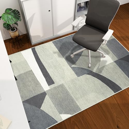 Office Chair Mat for Hardwood Floor, 60"x45" Easy Glide Computer Desk Mat Protector for Rolling Chair Under Desk Rug Nonslip Backing, Machine Wash, (Modern) - color: Grey Circle, size: 45"x60"