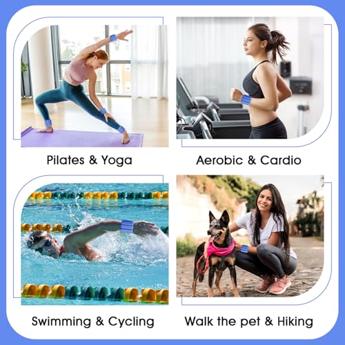 Wrist Weights Set of 2(1Lbs Each), Wearable Wrist Ankle Weights for Women & Men, Adjustable Arm & Leg Weights for Walking, Yoga, Swimming, Gym - color: Blue