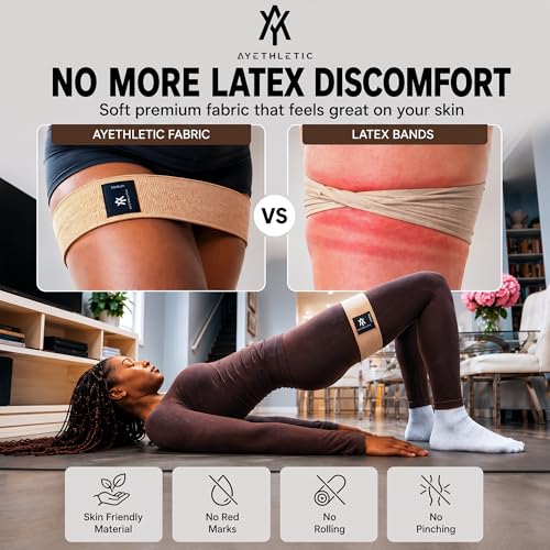Premium Fabric Resistance Bands for Women, Booty Bands Set, Non-Slip Anti-Roll Elastic Loops for Glutes & Legs, Home Workout and Gym with Carry Mesh Bag