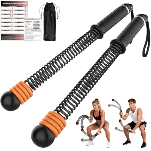 Ropeless Battle Ropes for Home Gym, Portable Cordless with Storage Bag & 8 Adjustable Weight Rings, Heavy Duty Fitness Rope for HIIT, Strength, High Calorie Burn & Low-Impact Cardio for Men & Women