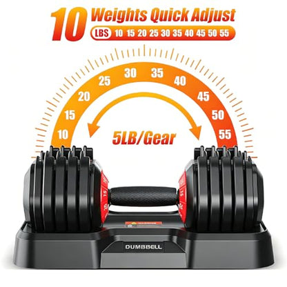 Adjustable Dumbbell Set, All in One Weights Dumbbell with Non-Slip Handle, 1 Hand Quick Adjust weight set for Home Gym