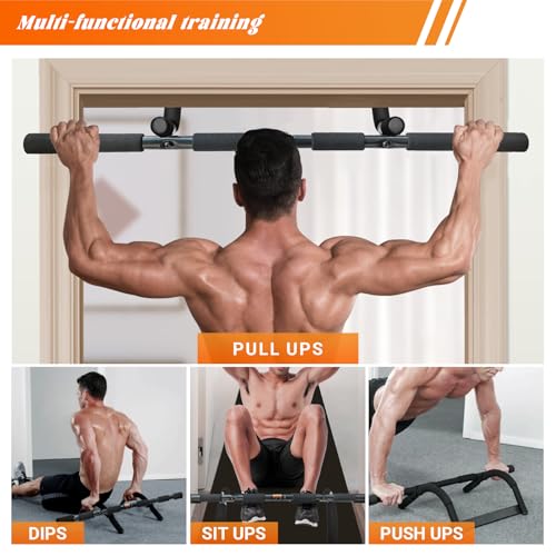 ENERGI CORE Pull Up Bar for Doorway – Multi-Grip Chin Up Bar, No Screws Required – Heavy Duty Door Frame Bar for Home Gym, Strength Training & Upper Body