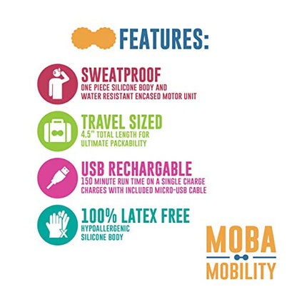 Moba Mobility Tool - Deep Tissue Massaging Vibrating Peanut - Fitness and Sports Recovery, Mobility, and Therapy Tool. Cordless, Rechargeable, 150 Min of Run Time with 3 Intensity Levels