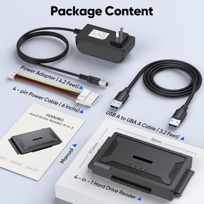 Hard Drive Reader 4-in-1, M.2 SATA IDE to USB Dock Ultra Data Retrieval Kit