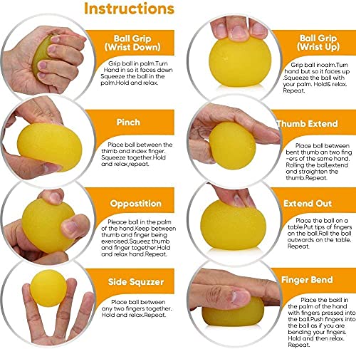 3 Resistance Levels Stress Balls for Adults, Squeeze Balls for Physical Therapy, Hand Grip Strength Trainer, Hand Strengthening Devices, Hand Exercise Balls, Wrist Forearm Finger Exerciser