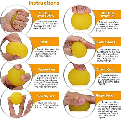 3 Resistance Levels Stress Balls for Adults, Squeeze Balls for Physical Therapy, Hand Grip Strength Trainer, Hand Strengthening Devices, Hand Exercise Balls, Wrist Forearm Finger Exerciser