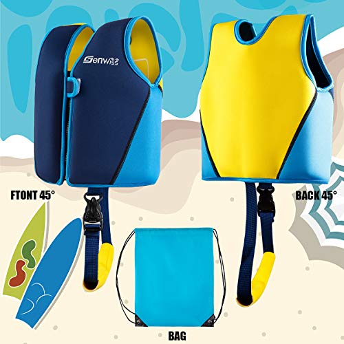 Baby Swim Vest for Toddlers 18 Months to 7 Years - Neoprene Swim Float Vest with Front Zipper, Swim Training Vest for Boys & Girls Learning to Swim in Pool, Blue Pink Small Medium Large
