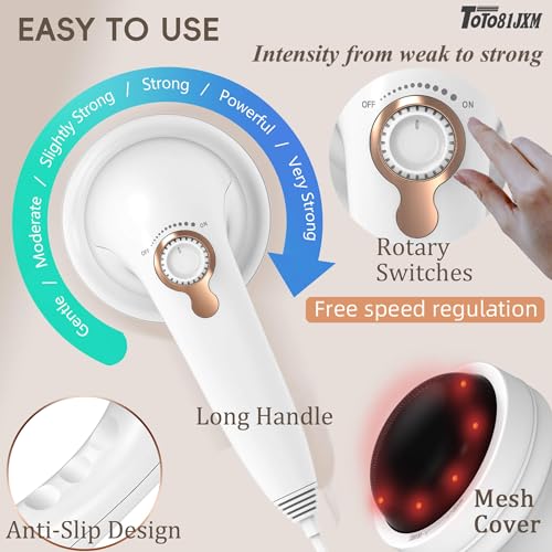 Handheld Cellulite Massager, Body Sculpting Machine, Lymphatic Drainage Massager, Stomach Massager with Lipo Roller for Belly Fat, Electric Vibrating Massage wand for Butt Waist Leg Arms Used at home. - style: White & 8 heads & 2 Mesh covers