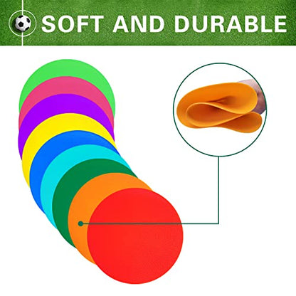 Poly Spot Markers 4 inch/9 inch Non-Slip Rubber Agility Training Markers Floor Dots Flat Field Cones for Football, Soccer, Basketball, School Exercise Drills, Dance Practice - style: 9 inch 30 Pcs (TPE)
