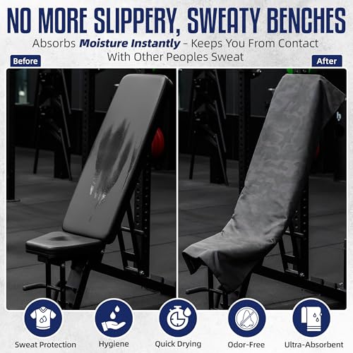 Hooded Microfiber Gym Towel – Highly Absorbent Car Seat Towel with Carry Bag – Double-Sided Sweat Towel, Reversible, Quick Dry & Sand-Resistant Fabric, Camouflage, 130 x 60cm