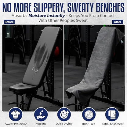 Hooded Microfiber Gym Towel – Highly Absorbent Car Seat Towel with Carry Bag – Double-Sided Sweat Towel, Reversible, Quick Dry & Sand-Resistant Fabric, Camouflage, 130 x 60cm