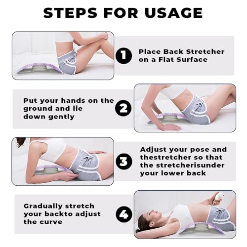 Back Stretcher for Lower Back Pain Relief, Adjustable Lumber Board for Back, Spine Stretcher for Spinal Decompression and Scoliosis, Ergonomic Spine Board with Acupressure Points (Purple)