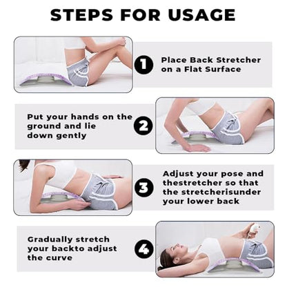 Back Stretcher for Lower Back Pain Relief, Adjustable Lumber Board for Back, Spine Stretcher for Spinal Decompression and Scoliosis, Ergonomic Spine Board with Acupressure Points (Purple)