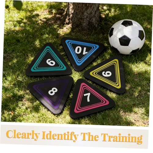 10pcs Numbered Spot Markers Flat Triangle Training Discs Non-Slip Sports Field Dots for Soccer Basketball Agility Drills Indoor Outdoor Court Marking